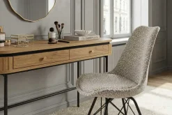 Design Stuhl SCANDINAVIA MEISTERSTÜCK beige grau Chenille schwarz Metallgestell