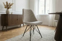Design Stuhl SCANDINAVIA MEISTERSTÜCK beige grau Chenille schwarz Metallgestell