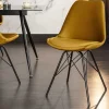 Design Stuhl SCANDINAVIA MEISTERSTÜCK senfgelb Samt schwarze Metallbeine