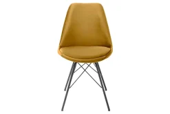 Design Stuhl SCANDINAVIA MEISTERSTÜCK senfgelb Samt schwarze Metallbeine