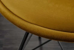 Design Stuhl SCANDINAVIA MEISTERSTÜCK senfgelb Samt schwarze Metallbeine