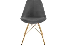 Design Stuhl SCANDINAVIA MEISTERSTÜCK dunkelgrau Samt goldene Beine
