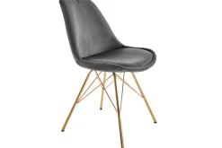 Design Stuhl SCANDINAVIA MEISTERSTÜCK dunkelgrau Samt goldene Beine