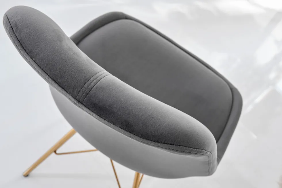 Design Stuhl SCANDINAVIA MEISTERSTÜCK dunkelgrau Samt goldene Beine