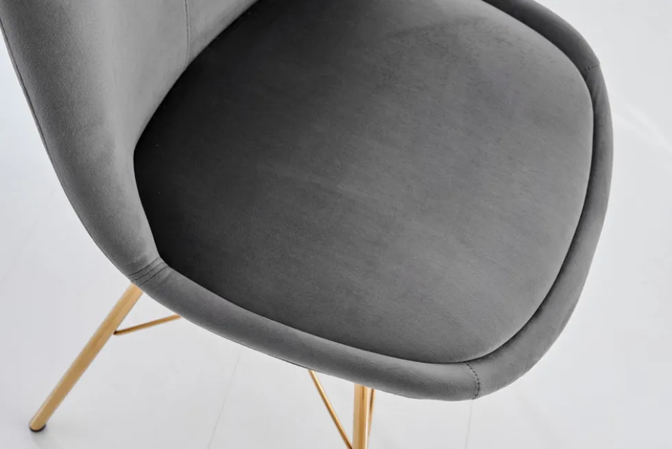 Design Stuhl SCANDINAVIA MEISTERSTÜCK dunkelgrau Samt goldene Beine
