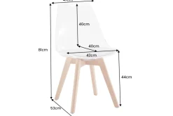 Design Stuhl SCANDINAVIA MEISTERSTÜCK transparent weiß Kunststoff Buchenholz natur