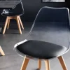 Design Stuhl SCANDINAVIA MEISTERSTÜCK transparent schwarz Kunststoff Buchenholz natur