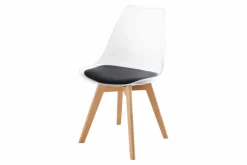 Design Stuhl SCANDINAVIA MEISTERSTÜCK transparent schwarz Kunststoff Buchenholz natur