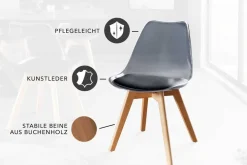 Design Stuhl SCANDINAVIA MEISTERSTÜCK transparent schwarz Kunststoff Buchenholz natur
