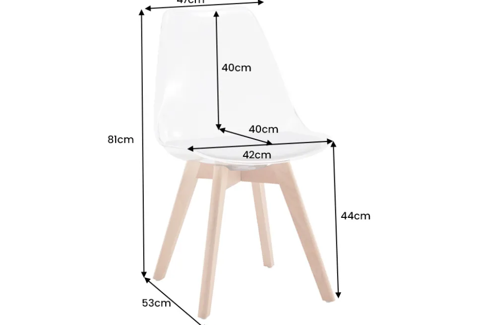 Design Stuhl SCANDINAVIA MEISTERSTÜCK transparent schwarz Kunststoff Buchenholz natur