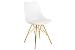 Design Stuhl SCANDINAVIA MEISTERSTÜCK weiß goldene Beine