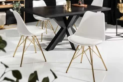 Design Stuhl SCANDINAVIA MEISTERSTÜCK weiß goldene Beine