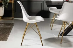 Design Stuhl SCANDINAVIA MEISTERSTÜCK weiß goldene Beine