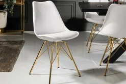Design Stuhl SCANDINAVIA MEISTERSTÜCK weiß goldene Beine
