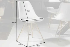 Design Stuhl SCANDINAVIA MEISTERSTÜCK weiß goldene Beine