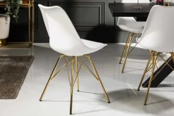 Design Stuhl SCANDINAVIA MEISTERSTÜCK weiß goldene Beine