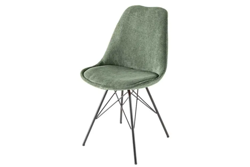 Design Stuhl SCANDINAVIA MEISTERSTÜCK grün Cord schwarz Metall-Gestell