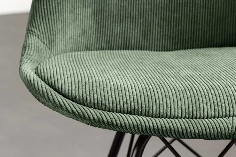 Design Stuhl SCANDINAVIA MEISTERSTÜCK grün Cord schwarz Metall-Gestell