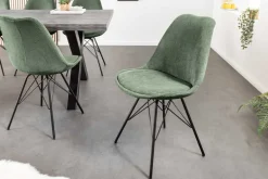 Design Stuhl SCANDINAVIA MEISTERSTÜCK grün Cord schwarz Metall-Gestell