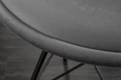 Design Stuhl SCANDINAVIA MEISTERSTÜCK grau Samt schwarze Metallbeine