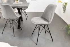 Design Stuhl SCANDINAVIA MEISTERSTÜCK grau Cord schwarz Metall-Gestell