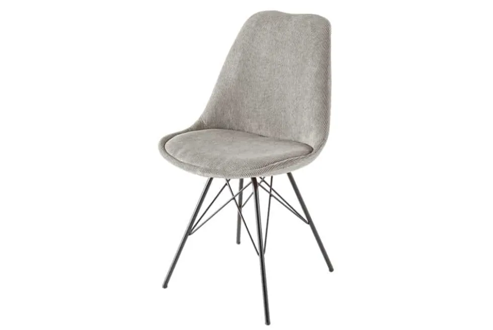 Design Stuhl SCANDINAVIA MEISTERSTÜCK grau Cord schwarz Metall-Gestell