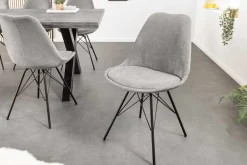 Design Stuhl SCANDINAVIA MEISTERSTÜCK grau Cord schwarz Metall-Gestell