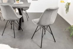 Design Stuhl SCANDINAVIA MEISTERSTÜCK grau Cord schwarz Metall-Gestell