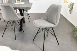 Design Stuhl SCANDINAVIA MEISTERSTÜCK grau Cord schwarz Metall-Gestell