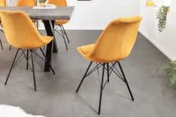 Design Stuhl SCANDINAVIA MEISTERSTÜCK senfgelb Cord schwarze Metallbeine