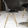 Design Stuhl SCANDINAVIA MEISTERSTÜCK schwarz goldene Beine
