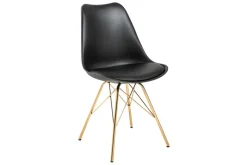 Design Stuhl SCANDINAVIA MEISTERSTÜCK schwarz goldene Beine