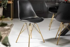 Design Stuhl SCANDINAVIA MEISTERSTÜCK schwarz goldene Beine