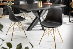 Design Stuhl SCANDINAVIA MEISTERSTÜCK schwarz goldene Beine