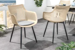 Design Stuhl SIGNUM greige schwarz Kunststoff Indoor Outdoor mit Armlehnen