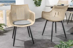 Design Stuhl SIGNUM greige schwarz Kunststoff Indoor Outdoor mit Armlehnen
