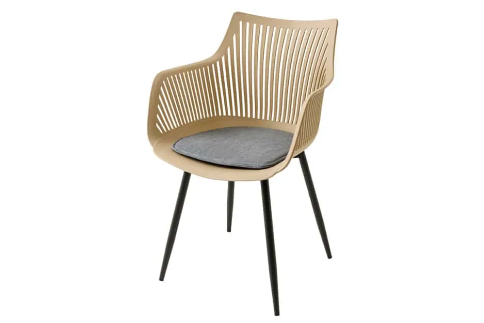 Design Stuhl SIGNUM greige schwarz Kunststoff Indoor Outdoor mit Armlehnen