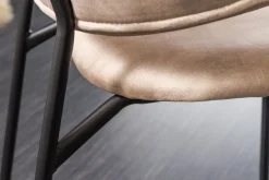 Design Stuhl VOGUE champagner greige Samt schwarze Metallbeine
