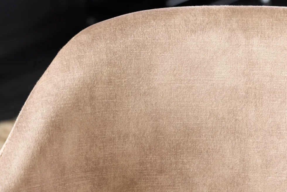 Design Stuhl VOGUE champagner greige Samt schwarze Metallbeine