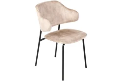 Design Stuhl VOGUE champagner greige Samt schwarze Metallbeine
