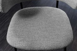 Design Stuhl VOGUE grau Bouclé schwarze Metallbeine