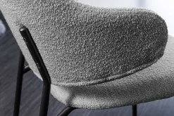 Design Stuhl VOGUE grau Bouclé schwarze Metallbeine