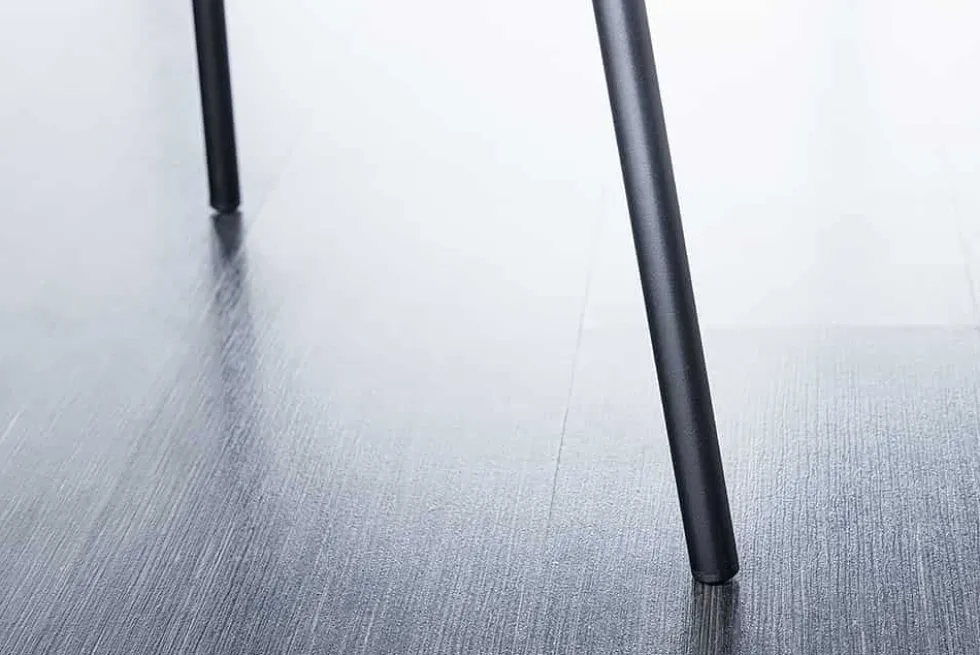 Design Stuhl VOGUE grau Bouclé schwarze Metallbeine