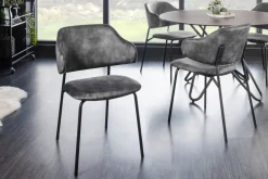 Design Stuhl VOGUE grau Samt schwarze Metallbeine