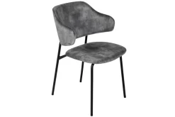 Design Stuhl VOGUE grau Samt schwarze Metallbeine