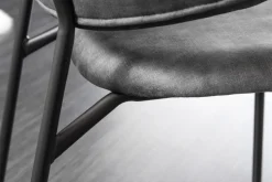 Design Stuhl VOGUE grau Samt schwarze Metallbeine