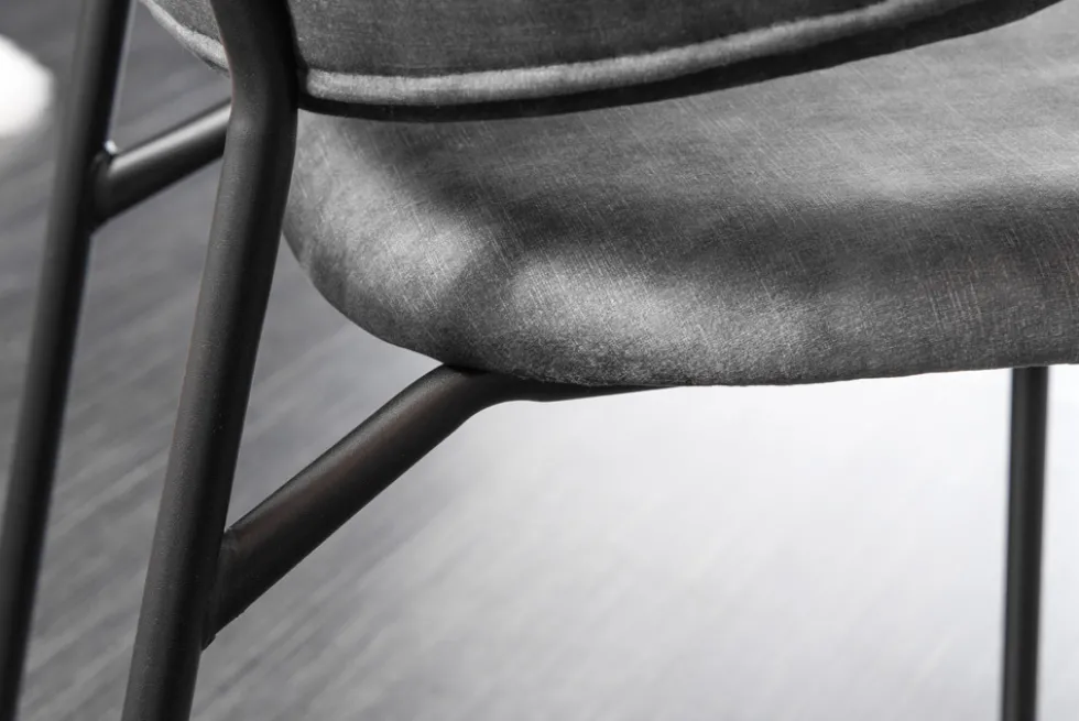 Design Stuhl VOGUE grau Samt schwarze Metallbeine