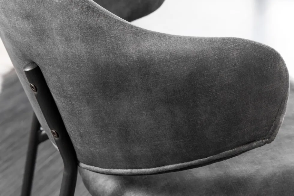 Design Stuhl VOGUE grau Samt schwarze Metallbeine