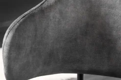 Design Stuhl VOGUE grau Samt schwarze Metallbeine