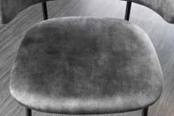 Design Stuhl VOGUE grau Samt schwarze Metallbeine